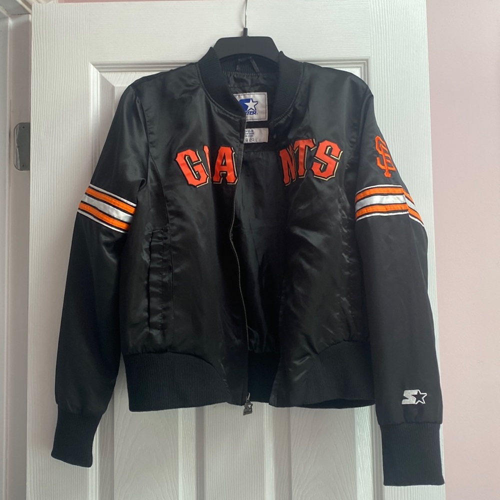 Vintage SF giants black satin starter jacket. Size Large